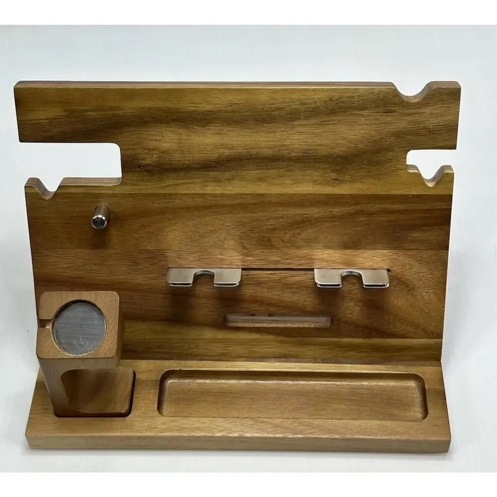 Wood Phone Docking Station Ash Key‎ Holder Wallet Stand Watch Organizer Men